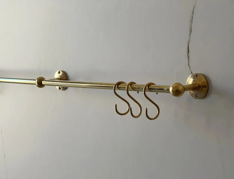 Brass Kitchen Rail Rack for Hanging Accessories Modern Space Saving Wall Mounted Organizer | Wayfair North America