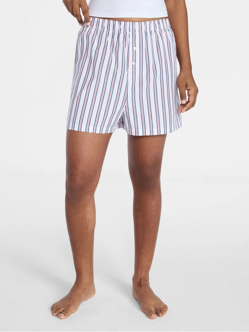 No Boundaries Cotton Boxer Sleep Shorts, 3" Inseam, Women's XS-XXL | Walmart (US)