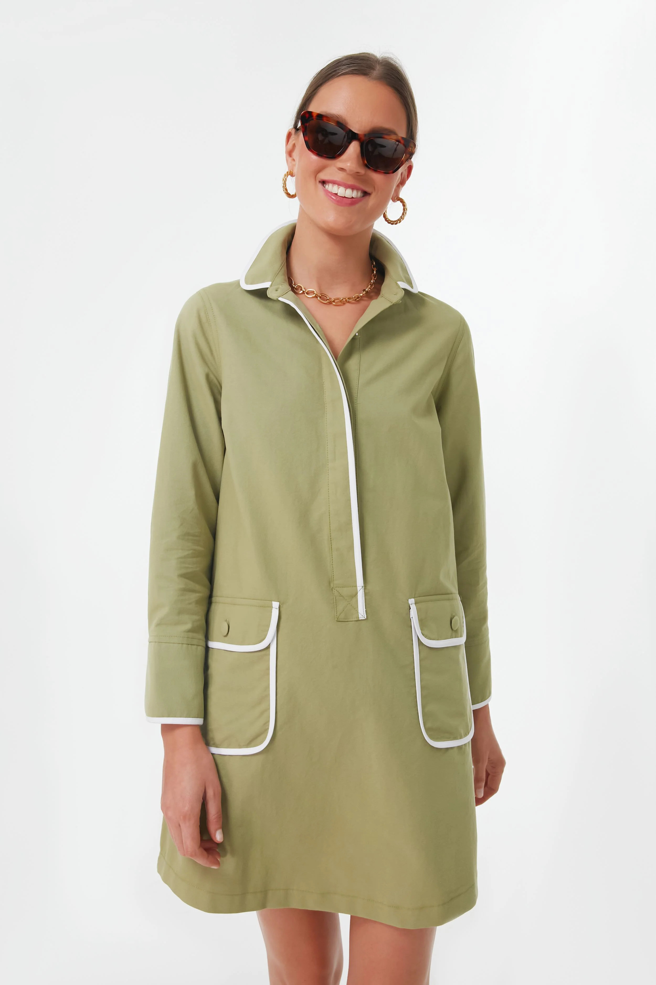 Moss Green Perkins Shirt Dress | Tuckernuck (US)
