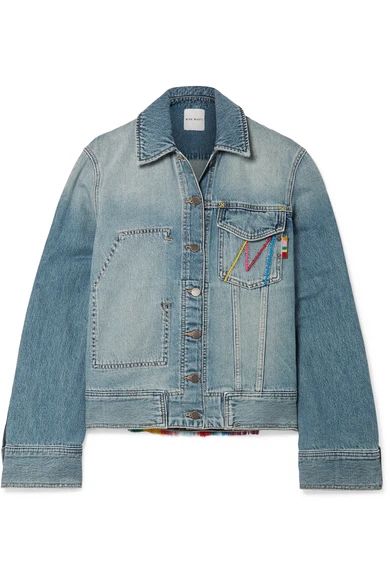 Fringed embroidered denim jacket | NET-A-PORTER (US)