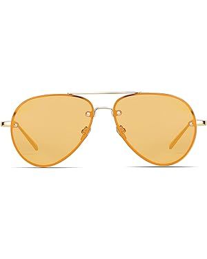Freckles Mark Oversized Aviator Sunglasses Vintage Retro Gold Metal Frame Colorful Lenses 62mm | Amazon (US)