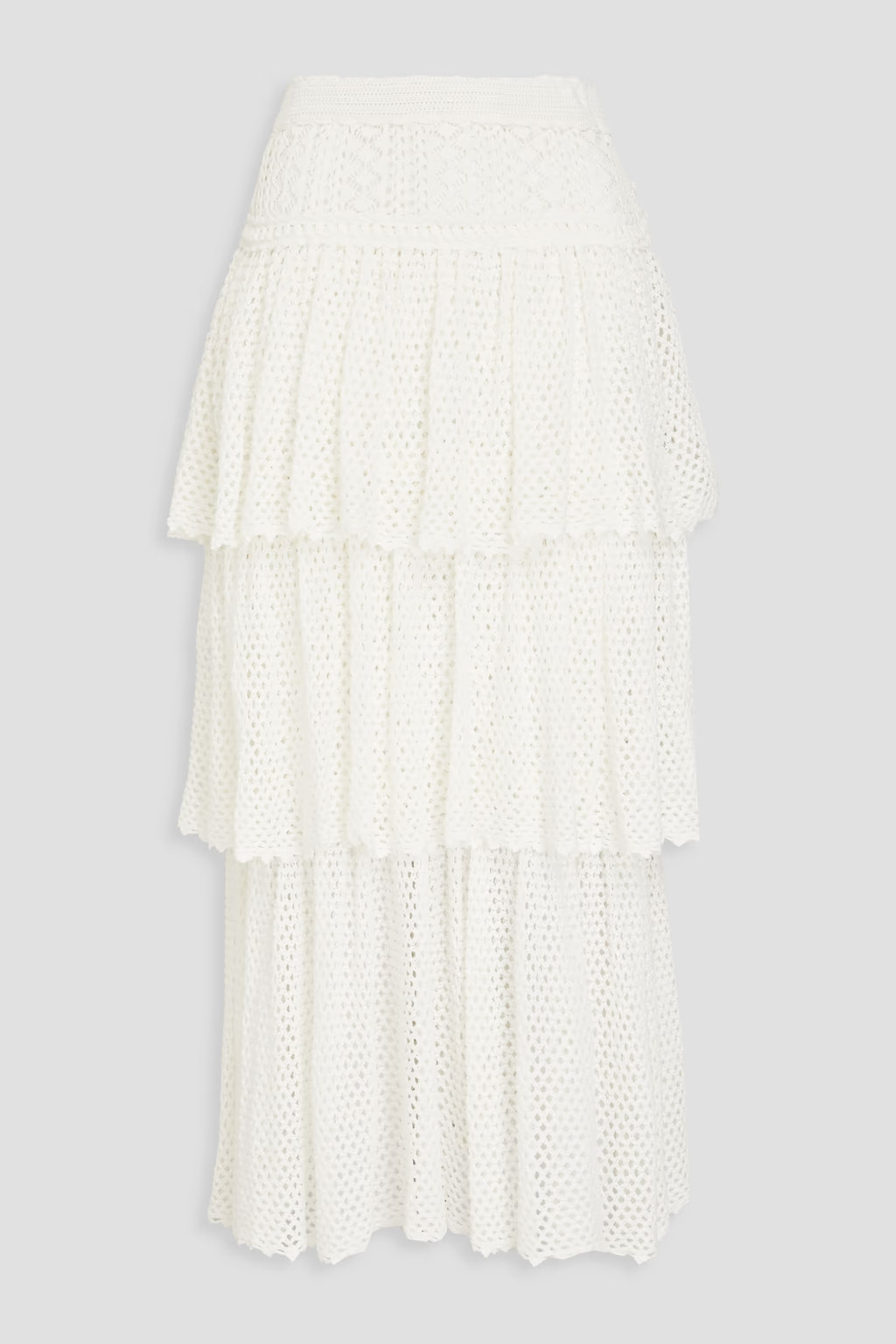 Tiered crocheted cotton midi skirt | The Outnet (US and CA)
