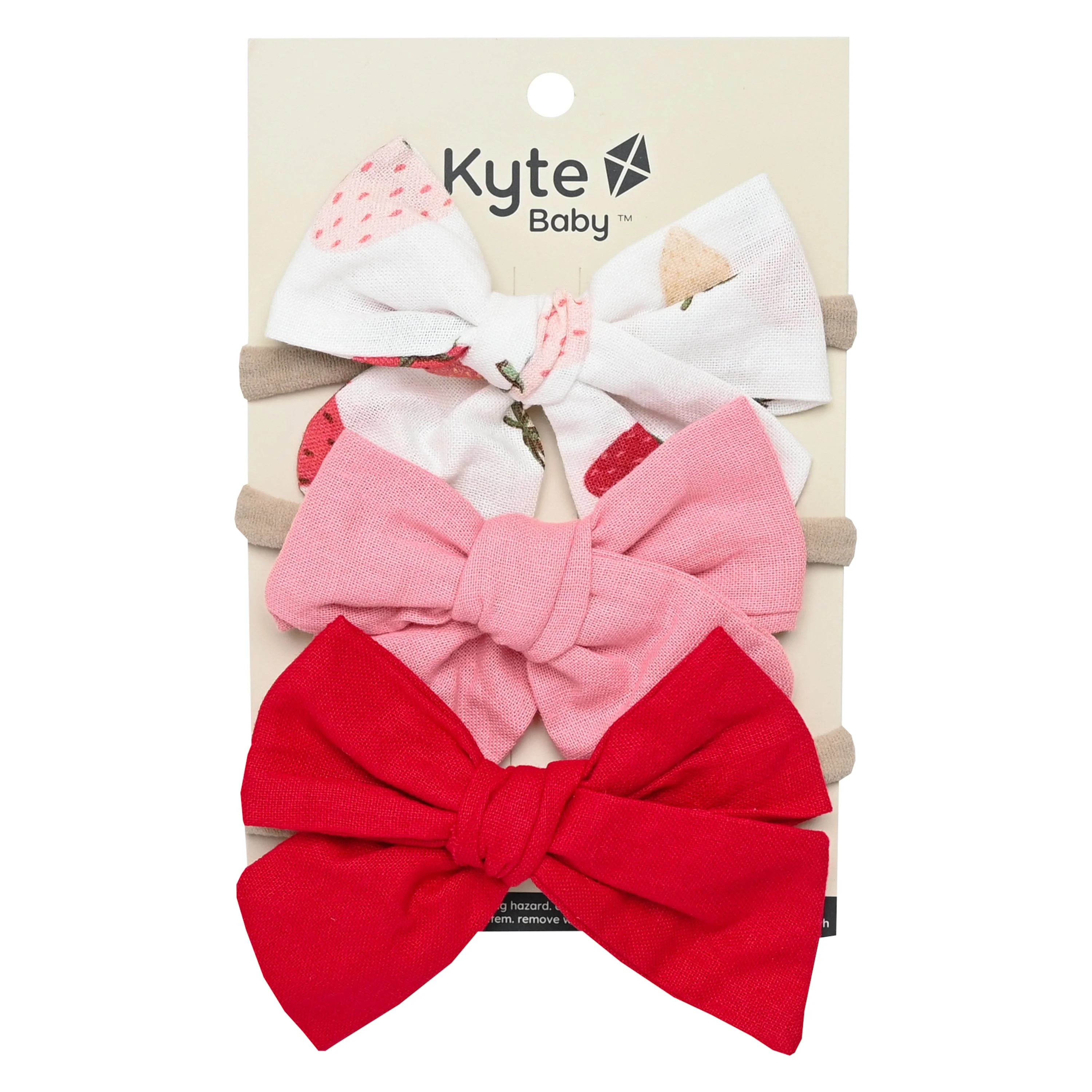 3-Pack Bows in Strawberry, Cardinal and Crepe | Kyte BABY