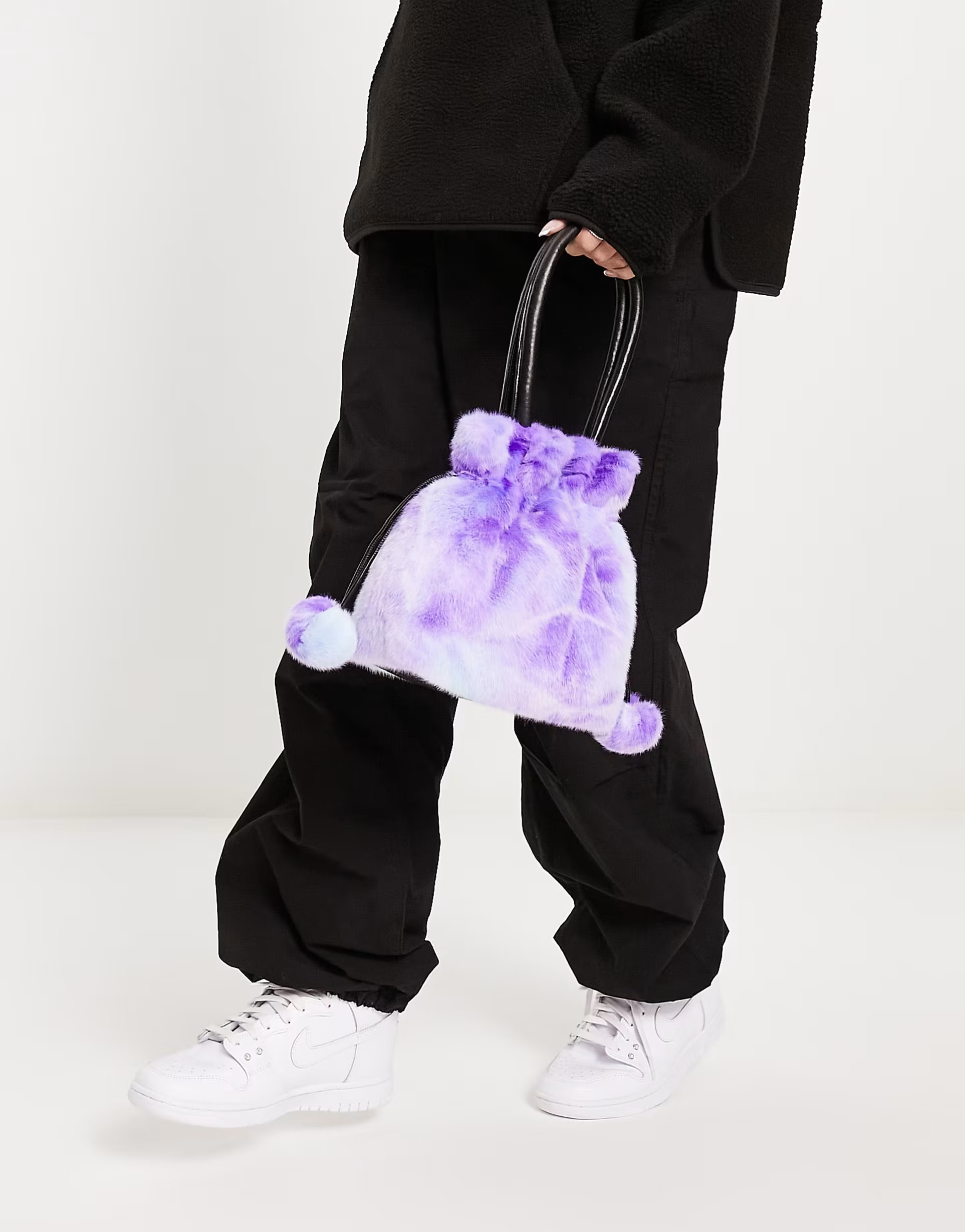 Jayley small faux fur pouch bag in purple | ASOS (Global)