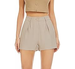 DECIVI Women Pleated Linen Shorts Wide Leg Loose Fit Summer Long Walk Short Work Casual | Amazon (US)