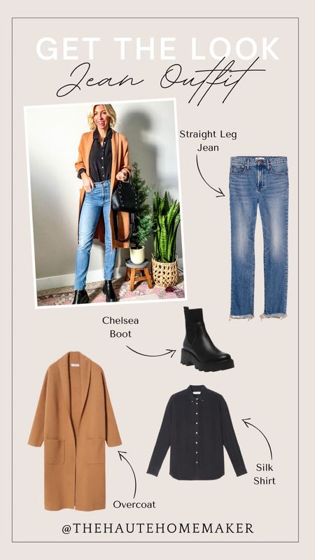 Jean Outfit - Straight Leg Jean - Silk Shirt - Overcoat - Chelsea Boots

#Madewell #Everlane #Mango

#LTKFind #LTKSeasonal #LTKstyletip