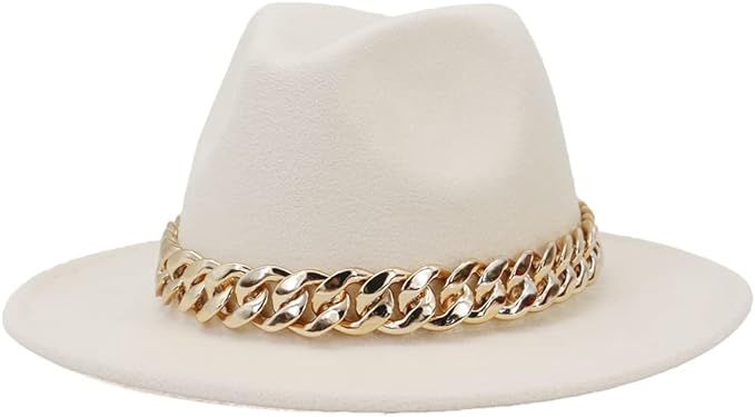 HUDANHUWEI Fedora Hats for Women Wide Brim Fashionable Women's Fedoras Dress Hat | Amazon (US)