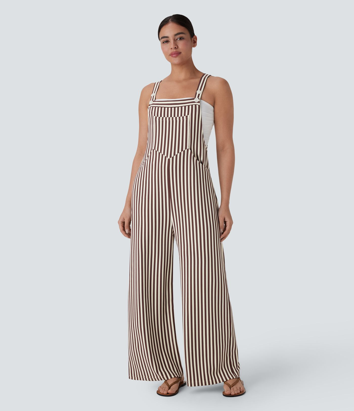Women’s Pockets Stripe Waffle Overalls - Halara | HALARA