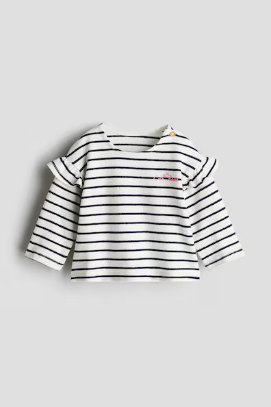 H & M - Ruffle-Trimmed Top - White | H&M (US + CA)