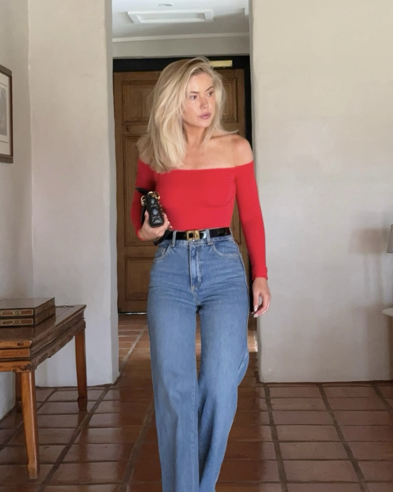 Denim & red for date night 