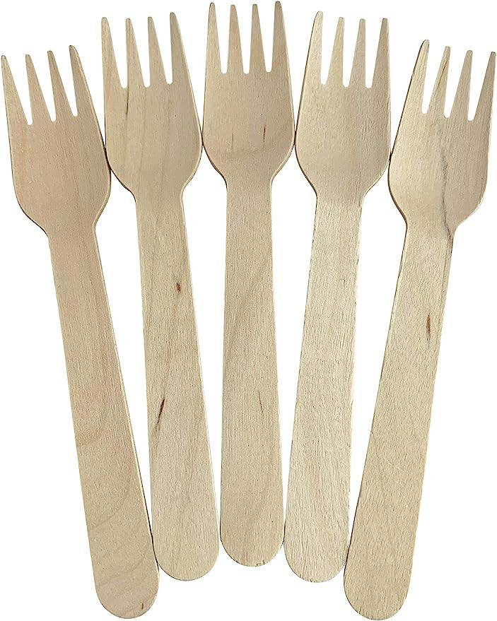 KingSeal Disposable Birch Wood Cutlery Forks, Biodegradable and Earth Friendly, 6 Inch Length - 1... | Amazon (US)
