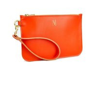 Orange Leather Clutch Bag Handmade // Soft Italian Wristlet Roam | Etsy (US)