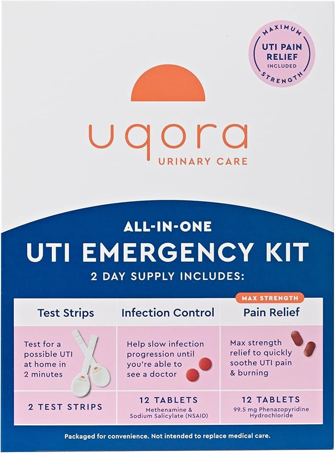 Uqora UTI Emergency Kit - Comes with 2 Urinary Tract Infection Test Strips, 12 UTI Pain Relief Ta... | Amazon (US)