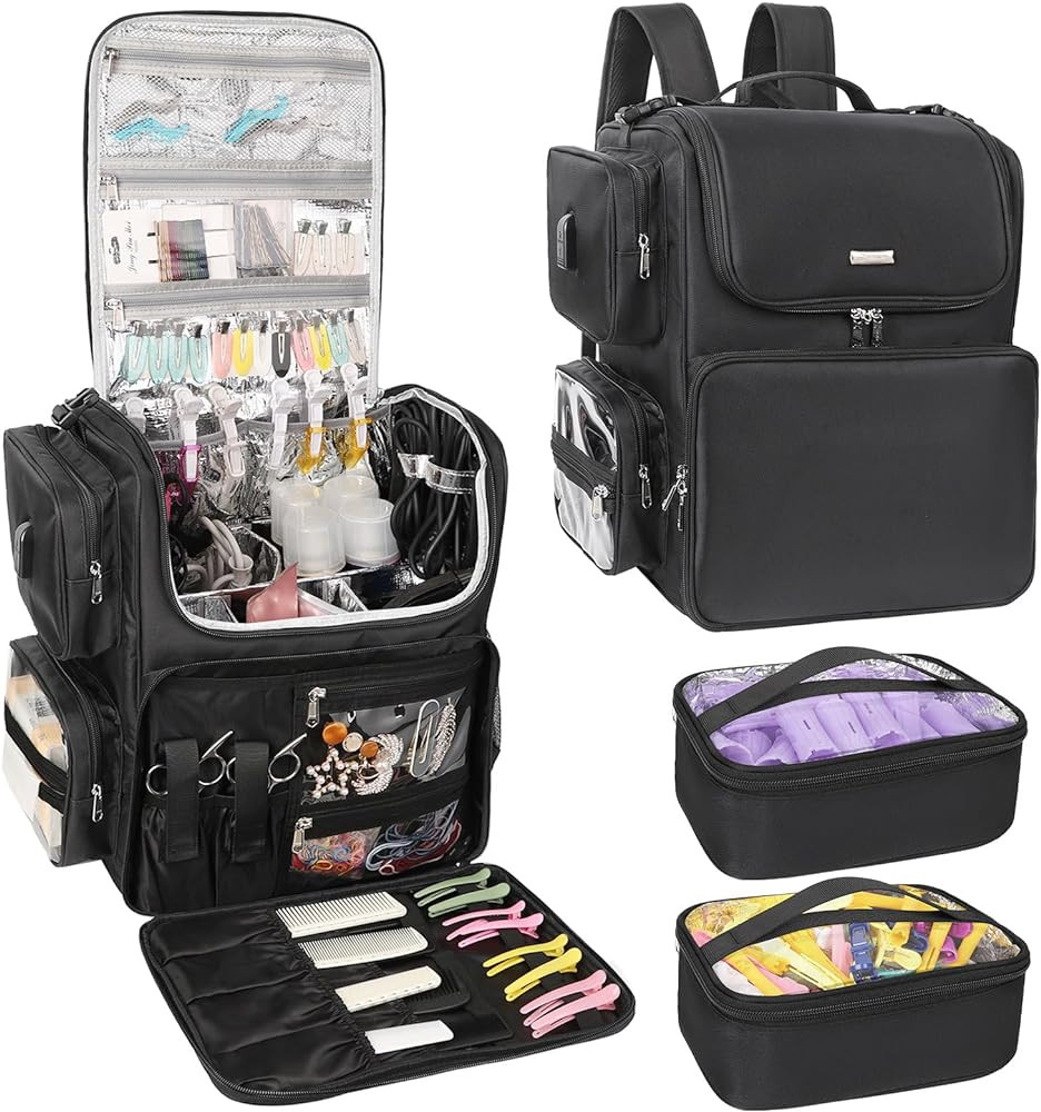 Relavel Hair Tools Travel Bag Hair Stylist Backpack Hairdresser Cosmetology Bag, Heat Insulation ... | Amazon (US)