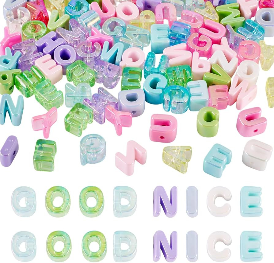 FASHEWELRY 100Pcs Acrylic Letter Beads Random Letters Big Plastic Letter Blocks Iridescent 3D Let... | Amazon (CA)
