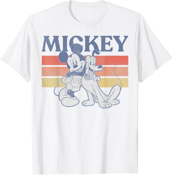 Disney Mickey And Friends Mickey And Pluto Retro Line T-Shirt | Amazon (US)