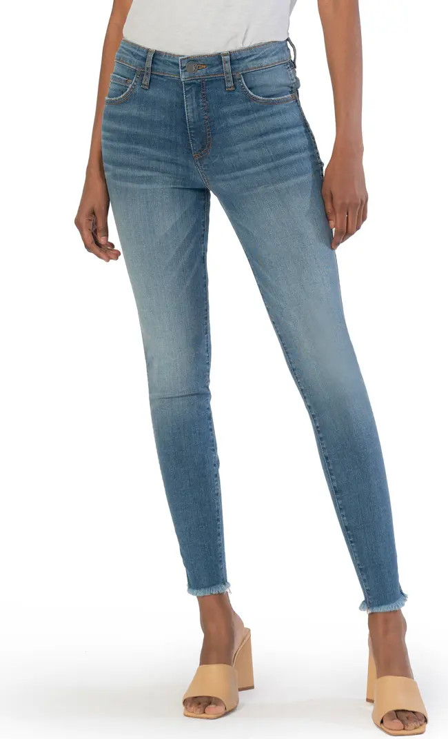Donna Fab Ab High Waist Frayed Ankle Skinny Jeans | Nordstrom