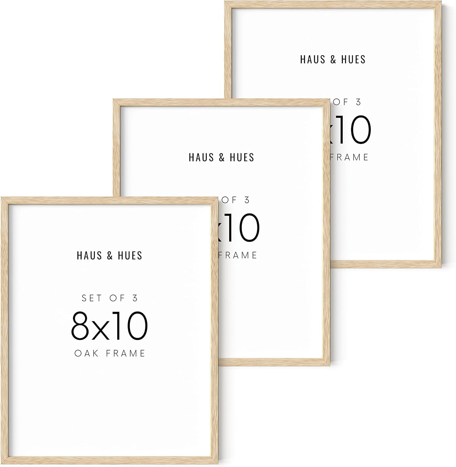 Haus and Hues 8"x10" Beige Oak Wood Frames Set of 3 – 8x10 Wood Picture Frame Set Wood Picture ... | Amazon (US)