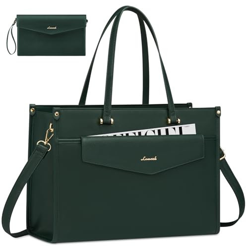 LOVEVOOK Laptop Bag for Women, 15.6 inch Laptop Tote Bag 2-in-1 Professional Work Bag Business Briefcase with Clutch Purse, Waterproof Leather Computer Handbag for Teacher Office Travel | Amazon (US)