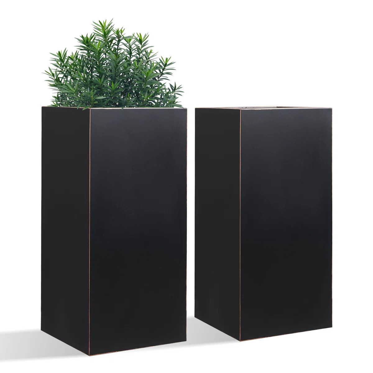 Dorina Acacia Metal Square Planter Boxes (Set of 2) | Wayfair North America