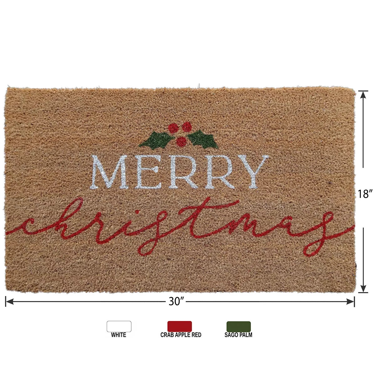 Merry Christmas Mistletoe Coir Doormat Red | Target