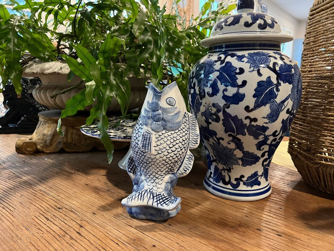 Vintage Chinoiserie Koi Vase/Urn | Etsy (US)