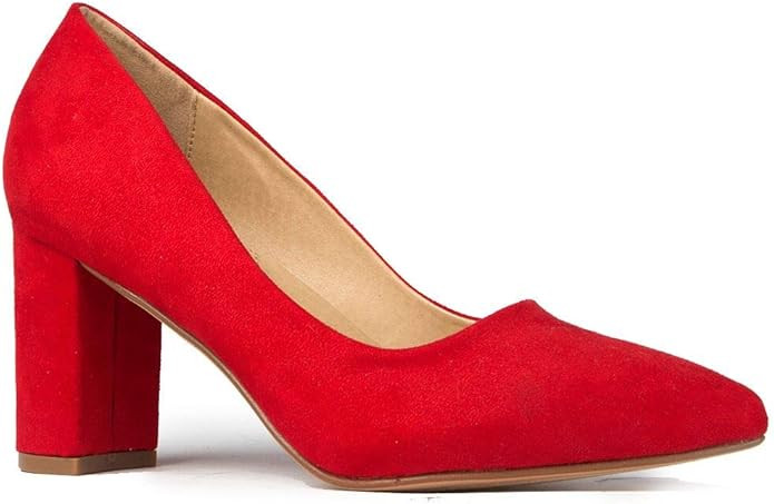 J. Adams Classic Pointed Toe Pumps – Comfortable Closed Toe Chunky Block Heels – Party, Offic... | Amazon (US)