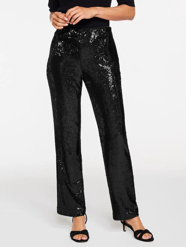 Straight Leg Sequin Pants | Talbots