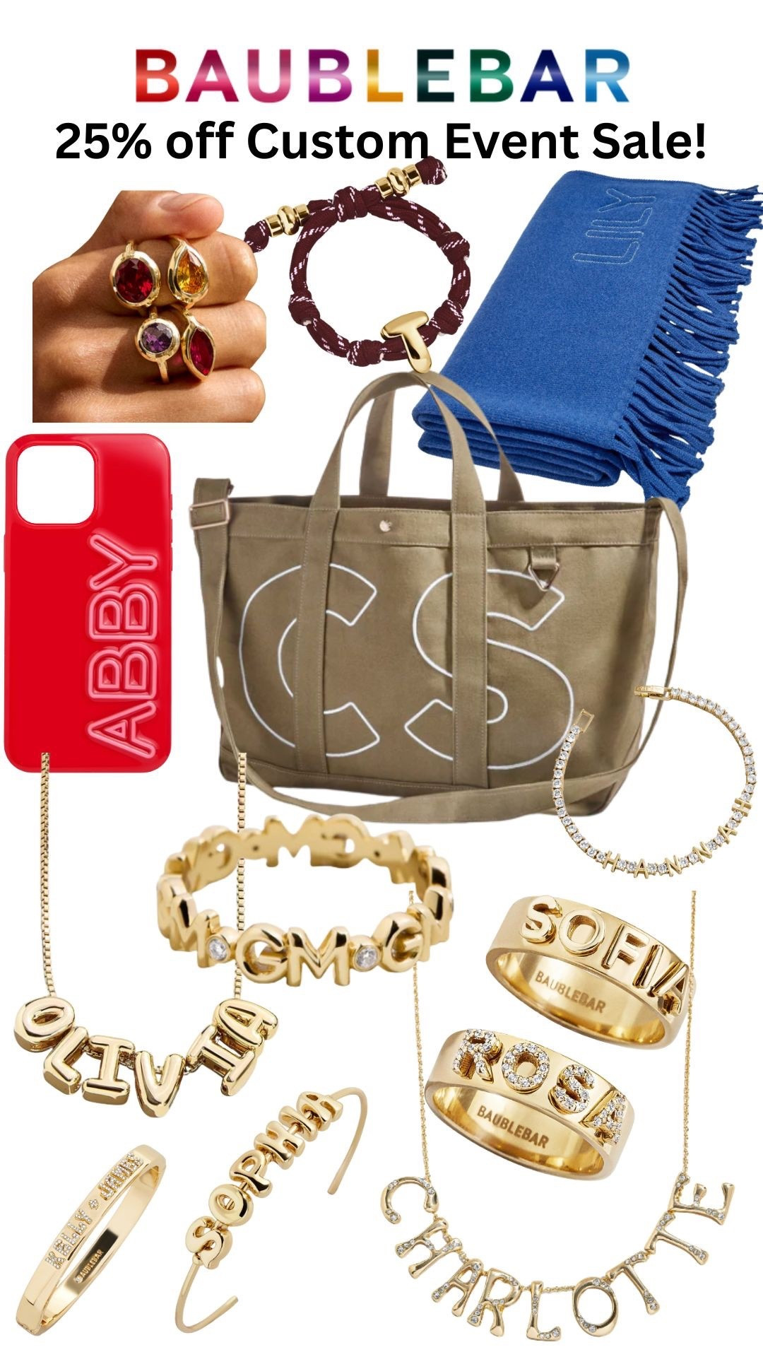 Holiday Gifting - Personalized items from Baublebar are 25% off now through 11/16! Perfect time to grab a jewelry item, tote bag, or blanket and customize it for someone on your list

#LTKGiftGuide #LTKHoliday #LTKStyleTip