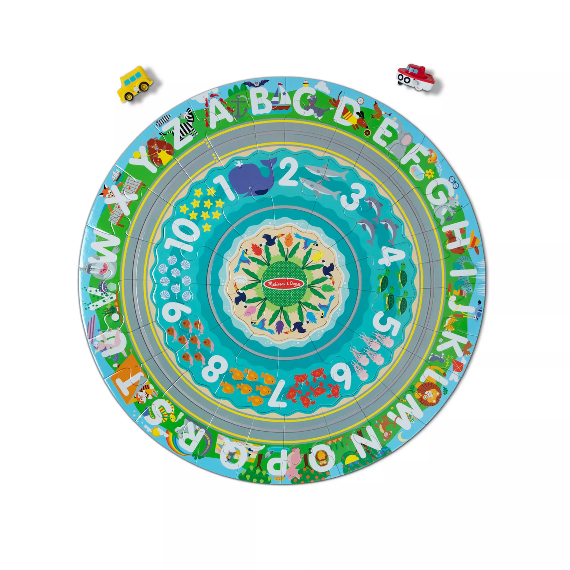 Melissa & Doug Round the Shore Tracks Cardboard Jigsaw Floor Puzzle and Wind-Up Vehicles | Kohl's