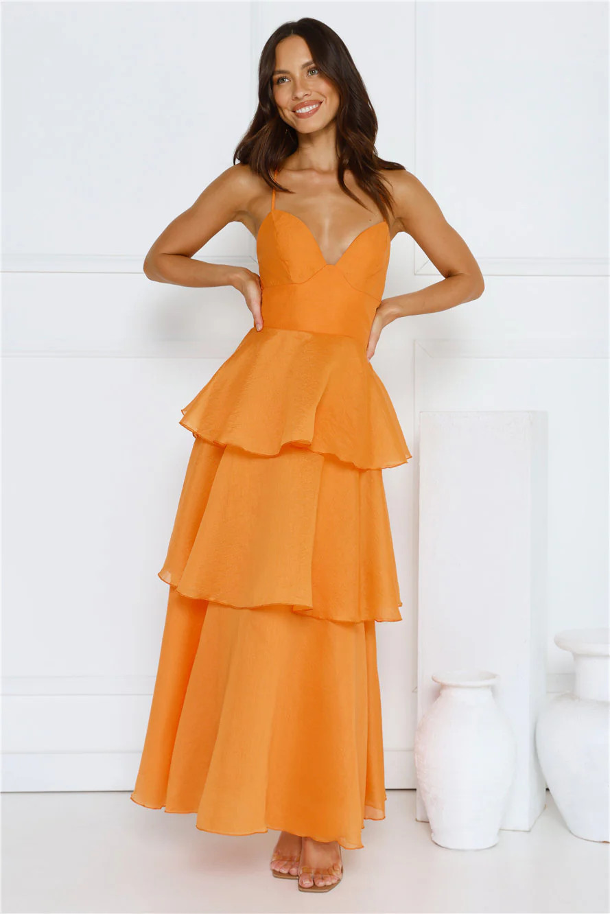Sunset Waltz Maxi Dress Orange | Hello Molly (US)