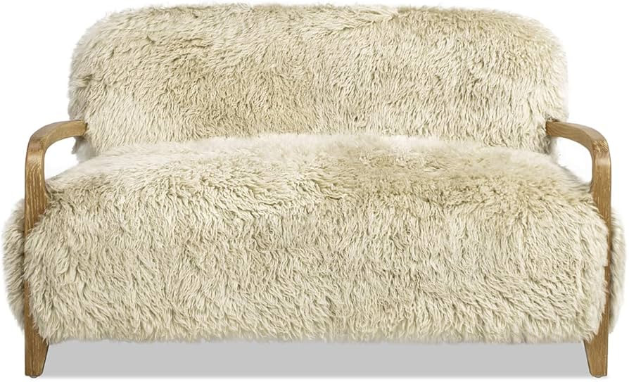 Jennifer Taylor Home Enchante 52.5" New Zealand Sheepskin Accent Loveseat Taupe Beige Genuine Fur | Amazon (US)