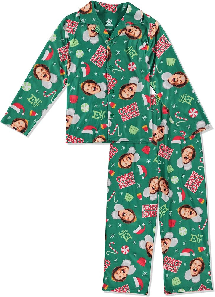 Elf 2 Piece Kids Christmas Pajamas - Matching Loungewear Set - Collar Coat Style PJ, Perfect for ... | Amazon (US)