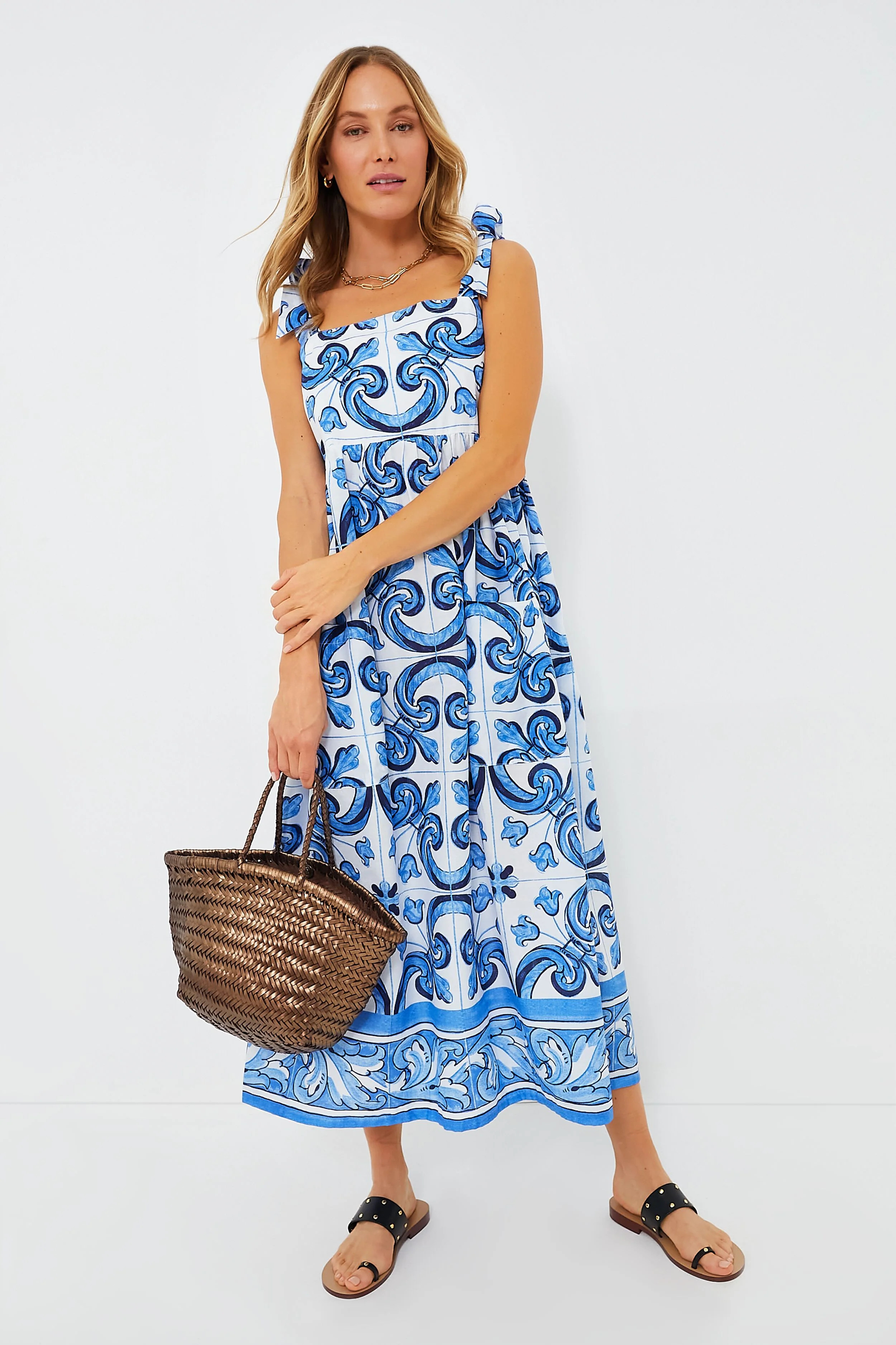 Majolica Tile Tie Shoulder Tilly Caftan | Italy Outfits | Euro Trip | Vacation Dress #LTKover40  | Tuckernuck (US)