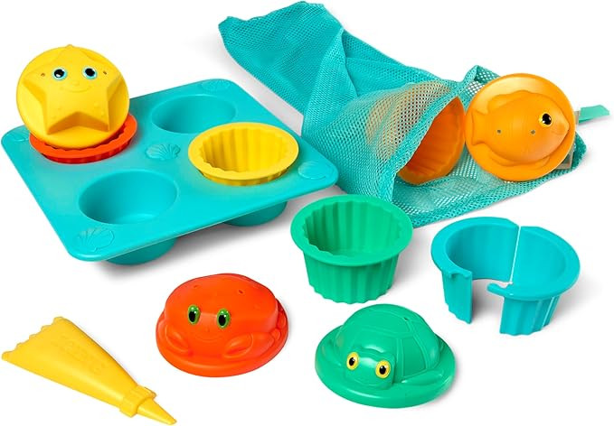 Melissa & Doug Sunny Patch Seaside Sidekicks Sand Cupcake Play Set - Toddler Beach Toys, Outdoor ... | Amazon (US)