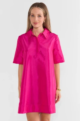 Fuchsia Collared Short Dress | Avara
