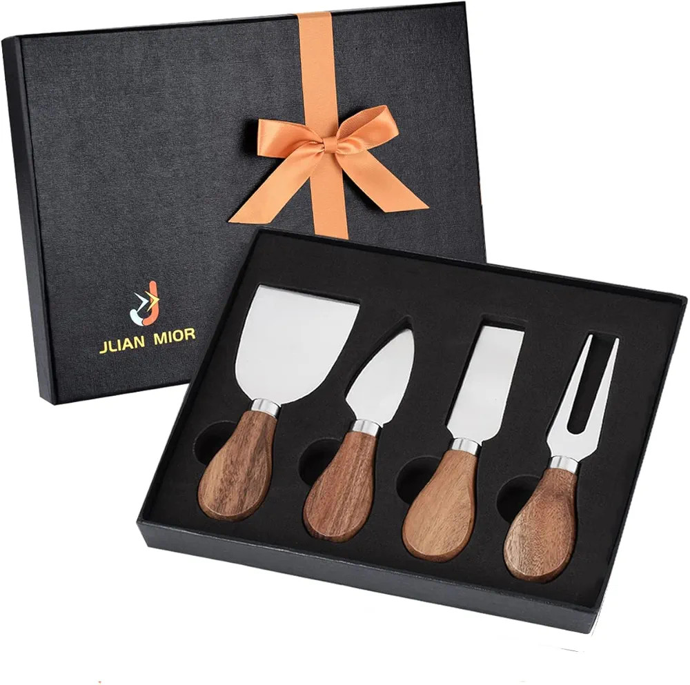 Exquisite 4-Piece Cheese Knives Set,Complete Stainless Steel Cheese Knife Collection(Acacia Wood ... | Amazon (US)