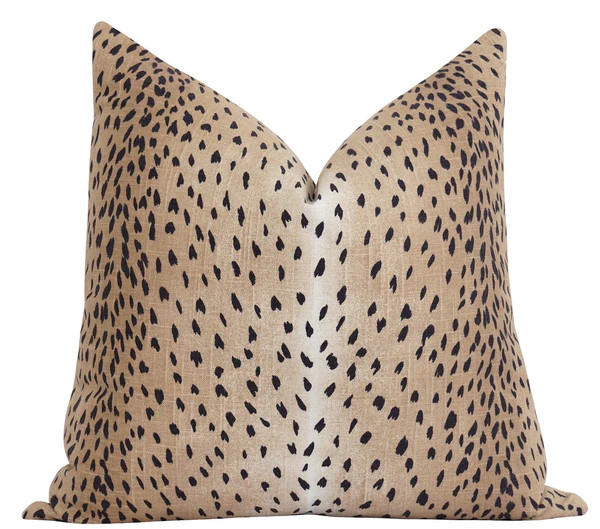Classic Black Antelope Fawn Deer Print Linen Pillow | Land of Pillows