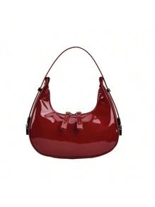 Minimalist Hobo Bag Trendy Stylish Simple Crescent Bag, Zipper Shoulder Bag, Faux Leather Solid C... | SHEIN