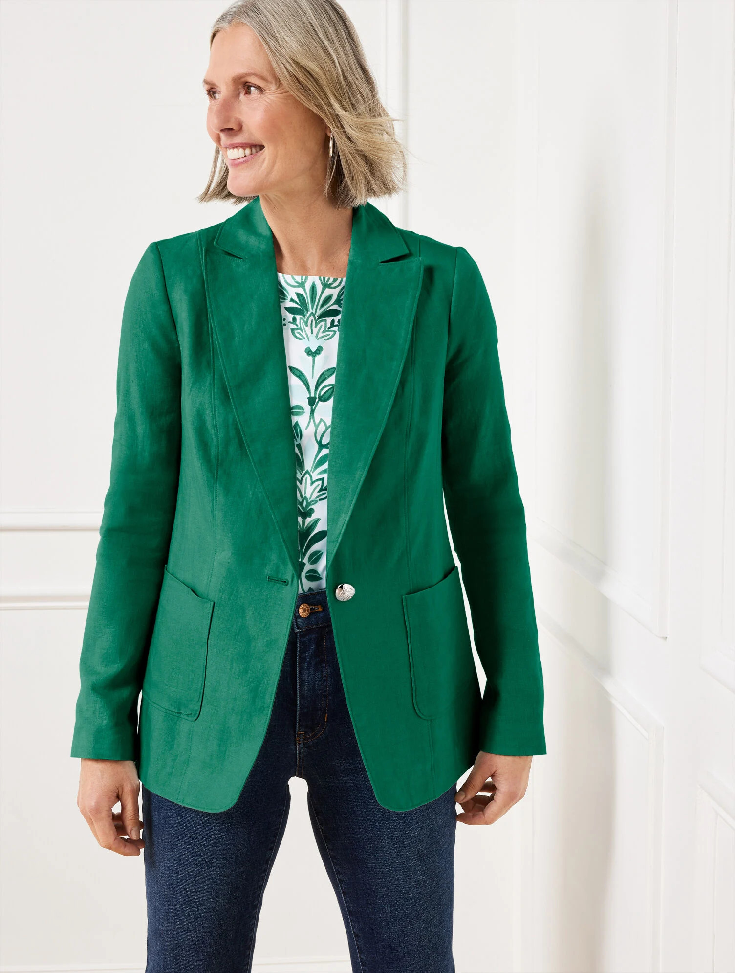 Tailored Seaming Linen Blazer | Talbots