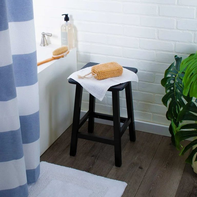 Better Homes & Gardens Square 18in. High Indoor Backless Bamboo Bathroom Vanity Stool, Black - Wa... | Walmart (US)