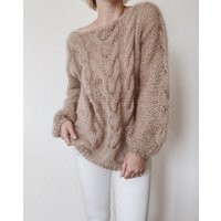 Mohair Sweater, Chunky Knit Cable Long Oversized Cardigan, Beige Sweater, Wool Women Cardigan | Etsy (US)