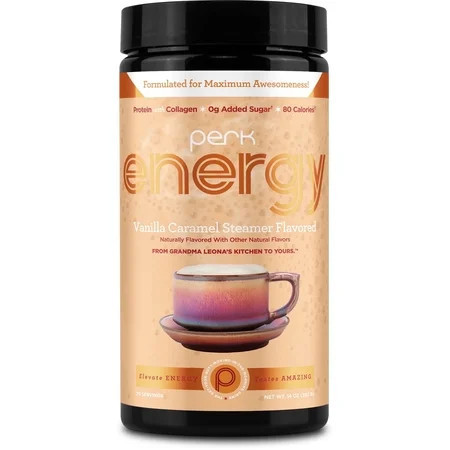 Perk Energy Original Vanilla Caramel Steamer Flavored Drink Powder (20 Servings) - Gluten-Free, Peanut-Free | Walmart (US)