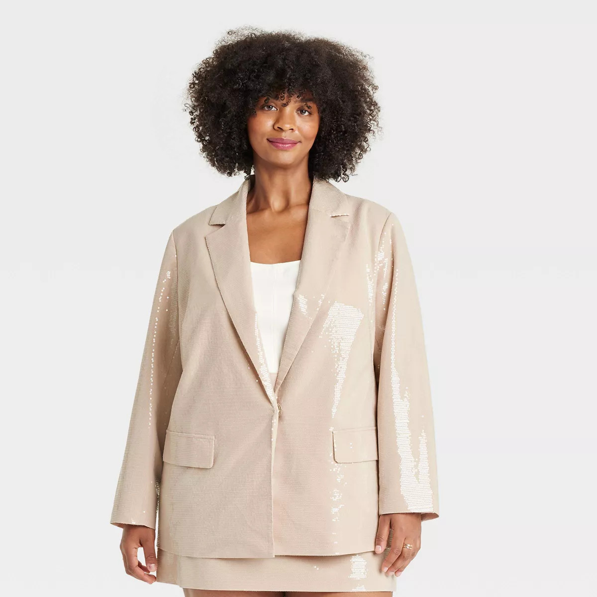 Women's Sequin Blazer - A New Day™ Tan | Target