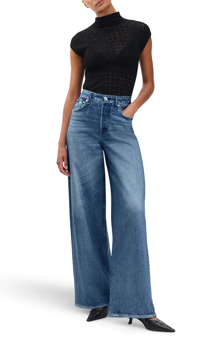 rag & bone Miramar Sofie High Waist Ankle Wide Leg Terry Sweatpant Jeans | Nordstrom | Nordstrom