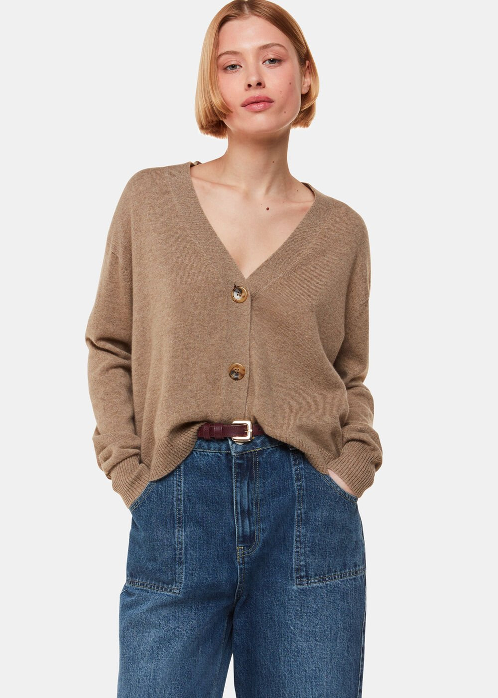 Oatmeal Cashmere Cardigan | WHISTLES | Whistles UK | | Whistles