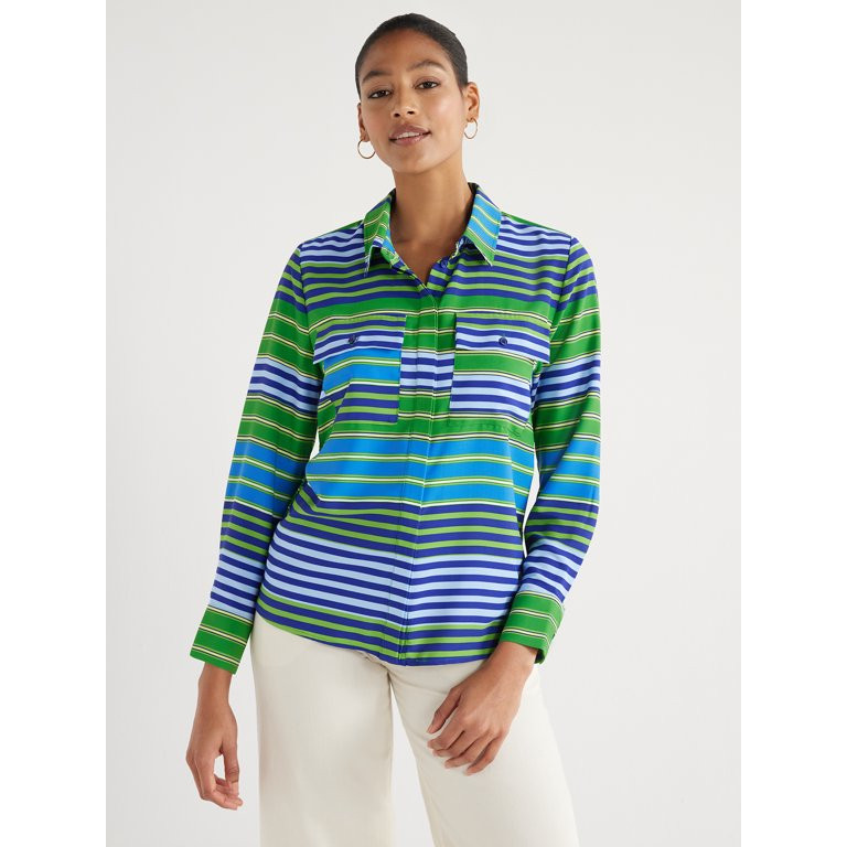 Scoop Women's The Ultimate Button Down, Sizes XS-XXL | Walmart (US)
