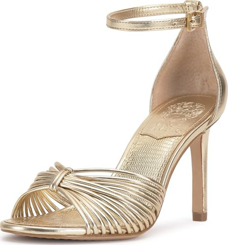 Vince Camuto, Women's, Blaine Strappy Band High Heel Sandals, Egyptian Gold, 5.5, Medium | Amazon (US)