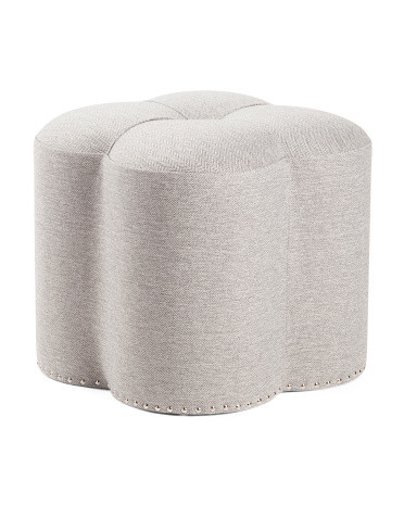 Herringbone Nailhead Trim Clover Ottoman | TJ Maxx