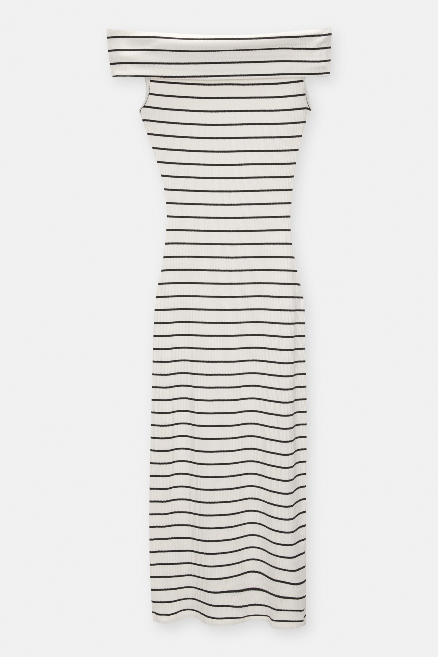 Schulterfreies Midikleid mit Streifen | PULL and BEAR DE